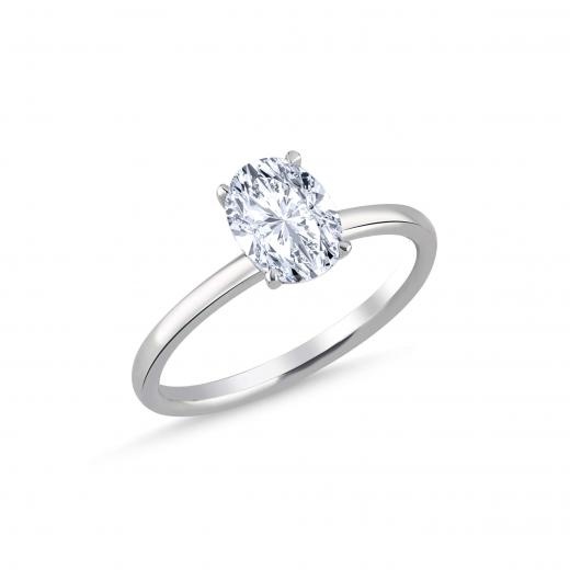 1.00 Karat Oval Pırlanta Minimal Tektaş Yüzük | F Renk | HRD